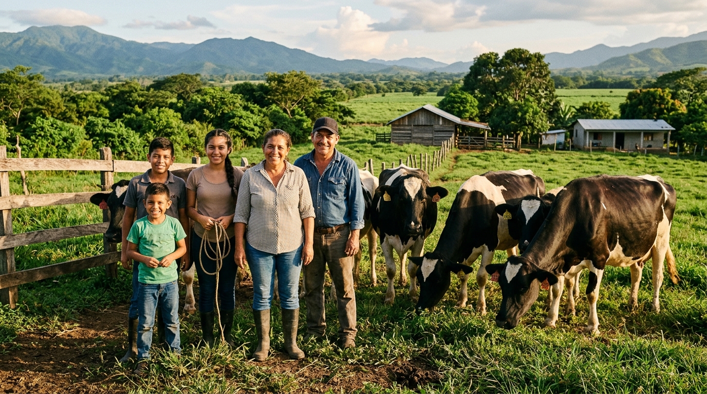 Familia Pérez en su finca en Choluteca, Honduras